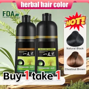 【COD】FDA Herbal Hair Dye Shampoo 500ml - Colors Hair Black or Brown